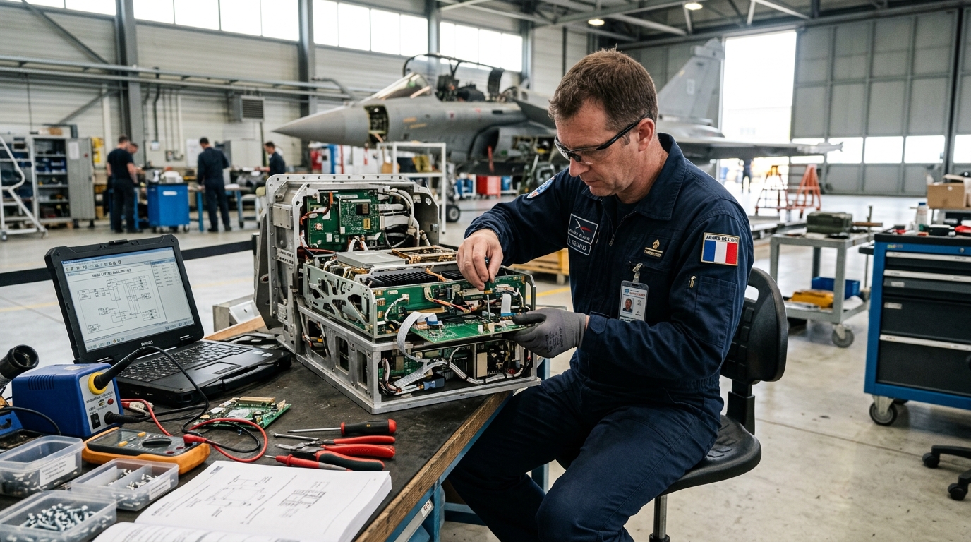 Assemblage d'un radar militaire avec composants