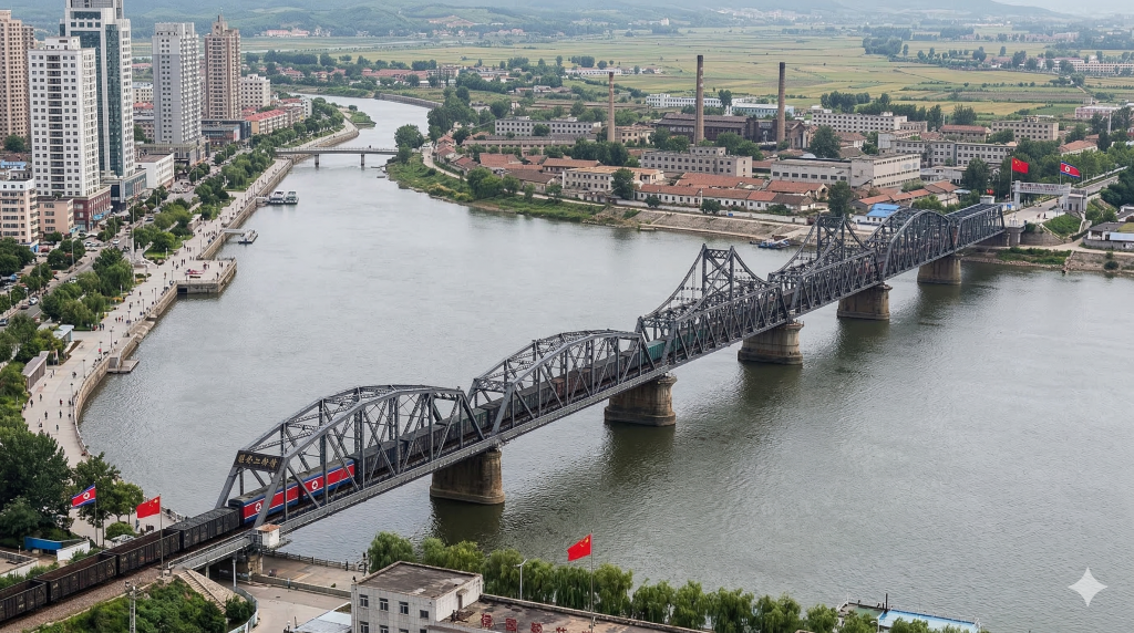 frontiere ferroviaire chine coree du nord pont du fleuve yalu