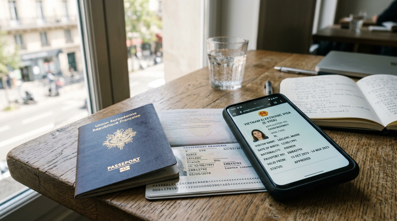 Passeport et smartphone avec e-visa