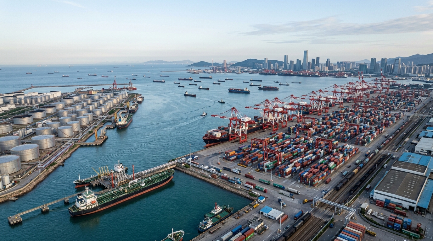 Terminal pétrolier et port à conteneurs en Chine