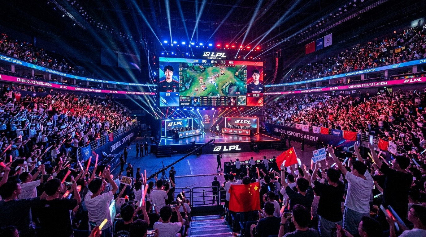 Arène e-sport animée à Chengdu en soirée