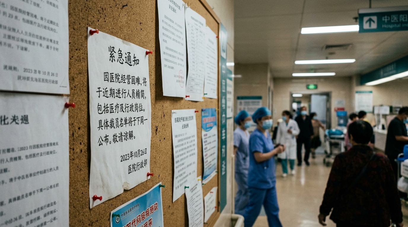 Avis d'hôpital en chinois annonçant des licenciements