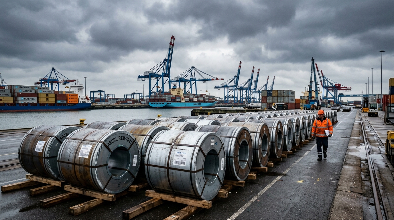 Bobines d'acier importées dans un port européen