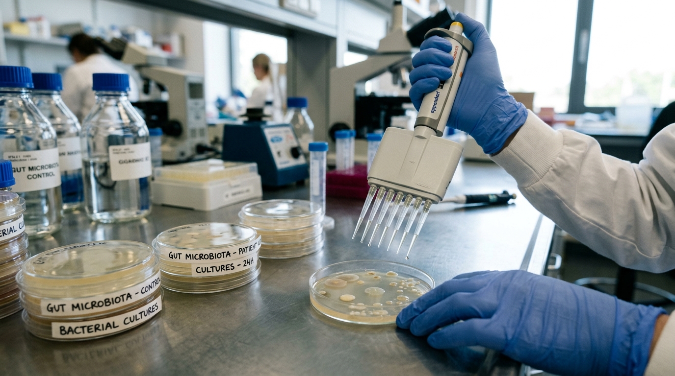 Boîtes de Petri du microbiote intestinal en laboratoire