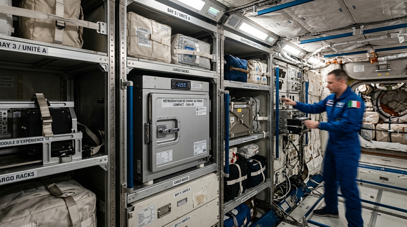 Cabine cargo avec compartiments et réfrigérateur orbital