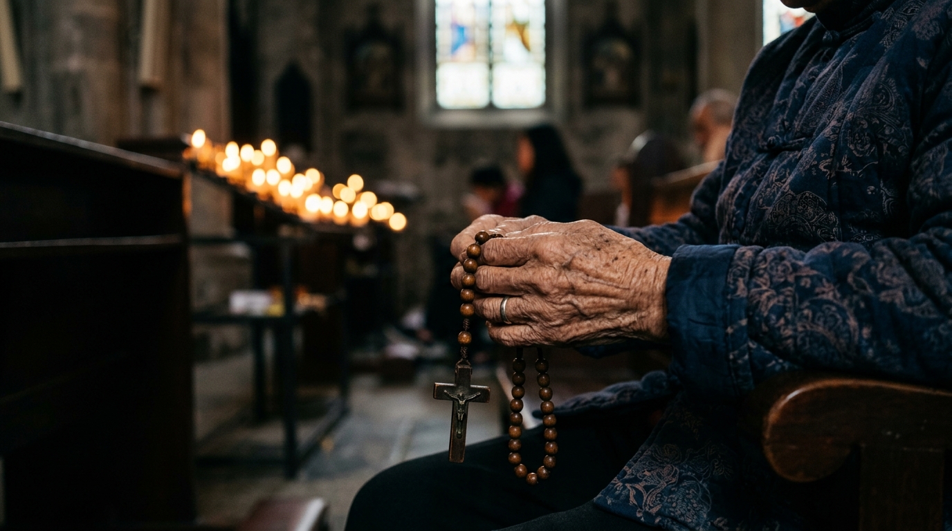Chapelet tenu dans une église en Chine