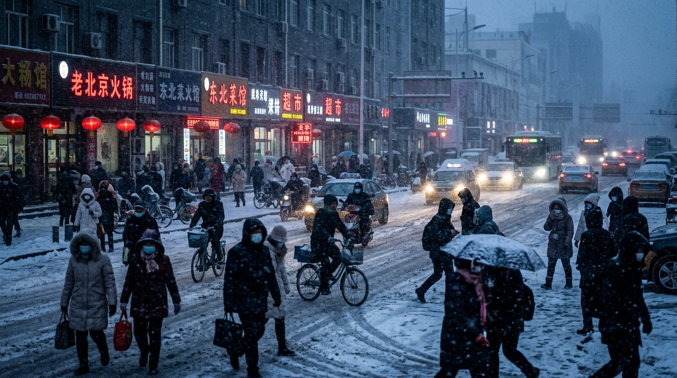 Chutes de neige dans le nord-est de la Chine