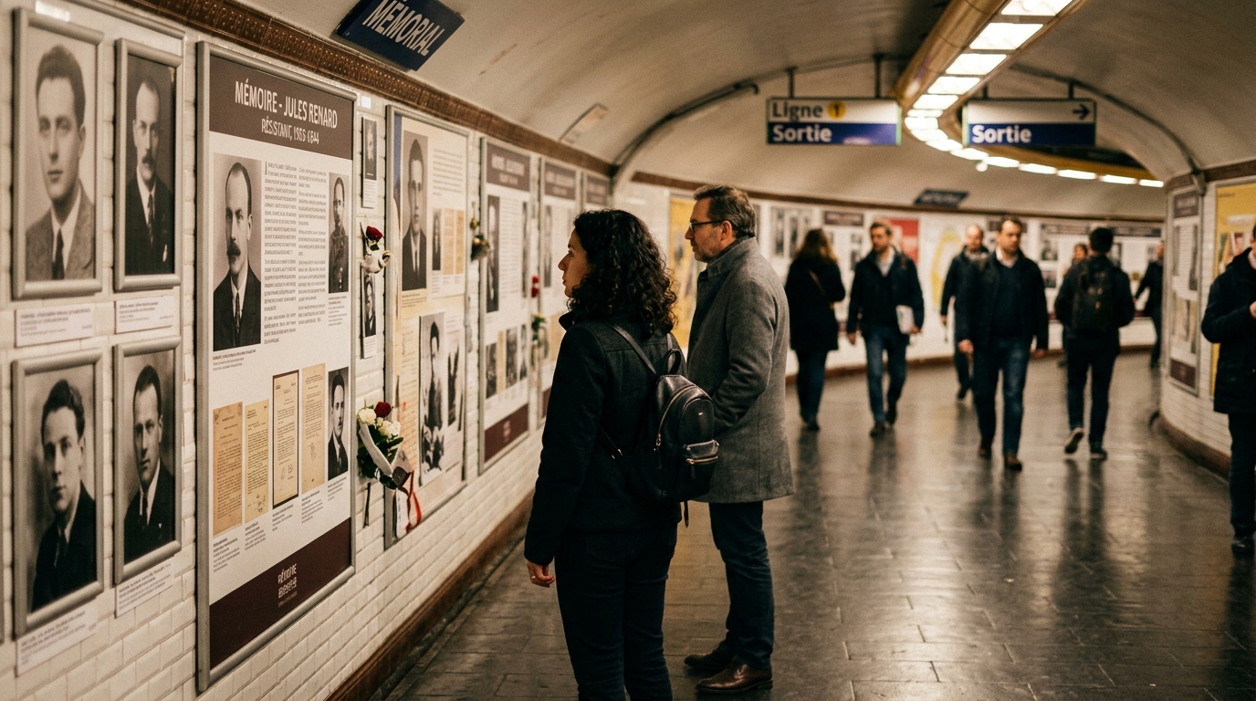 Couloir du métro avec espace mémoriel