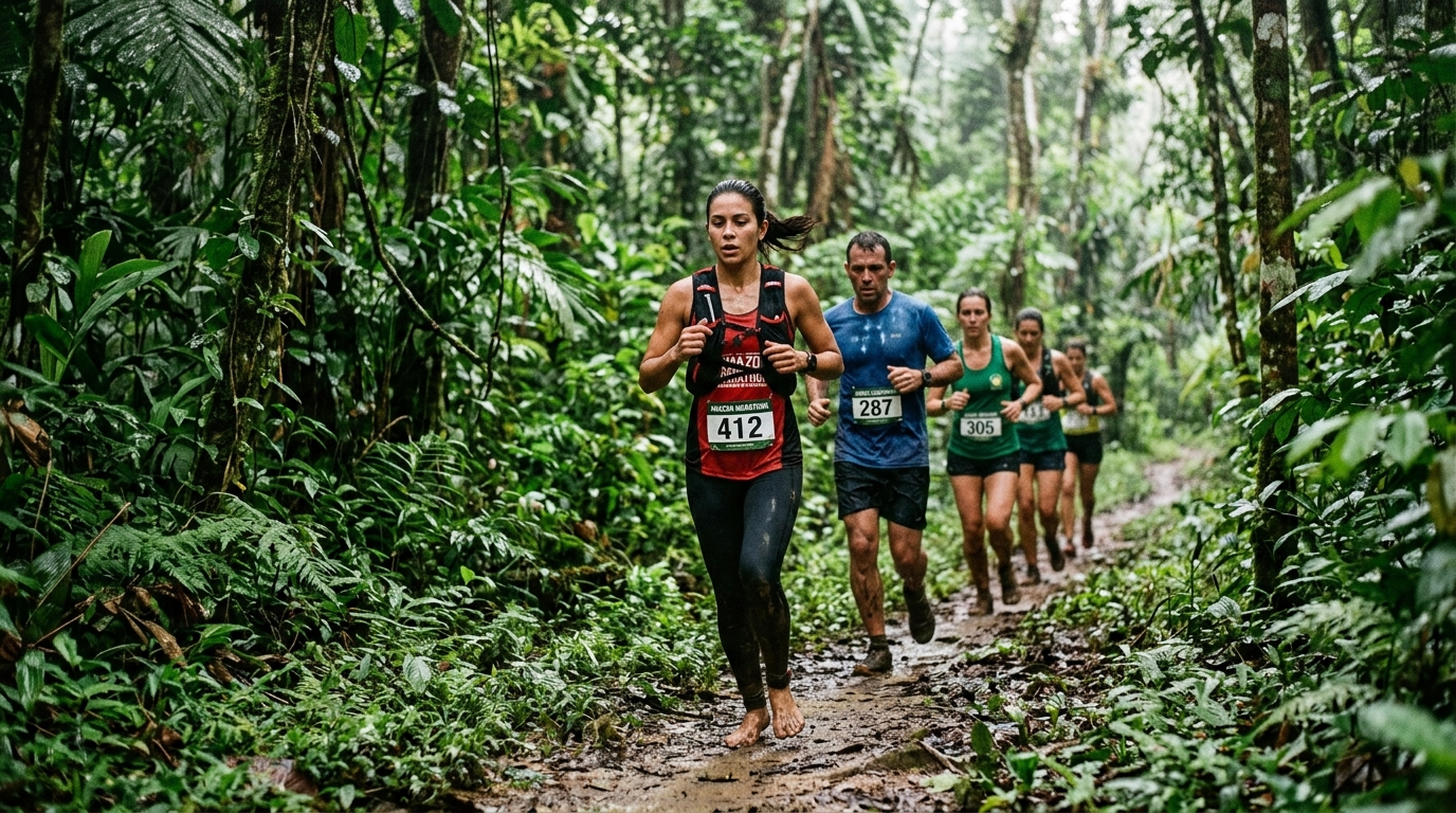 Coureurs dans la jungle amazonienne