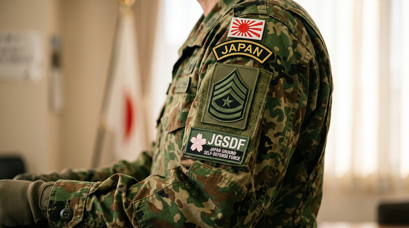 Détail d'un uniforme des Forces d'autodéfense japonaises