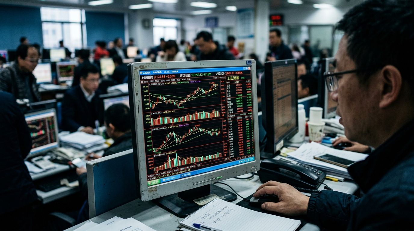 Écran boursier en Chine affichant des actions A