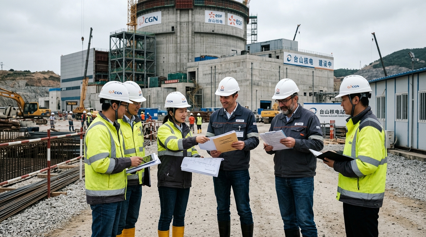 Équipes françaises et chinoises sur un chantier nucléaire