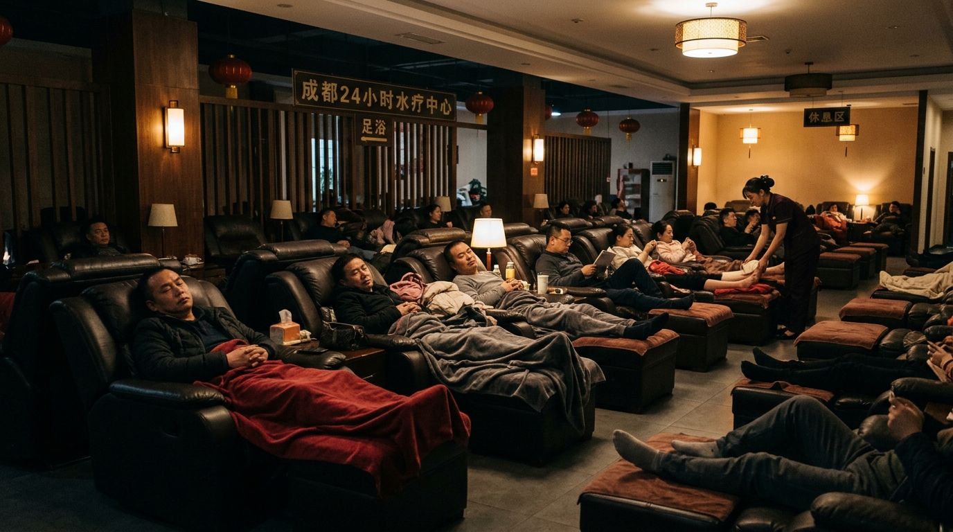 Espace de repos de nuit dans un spa à Chengdu