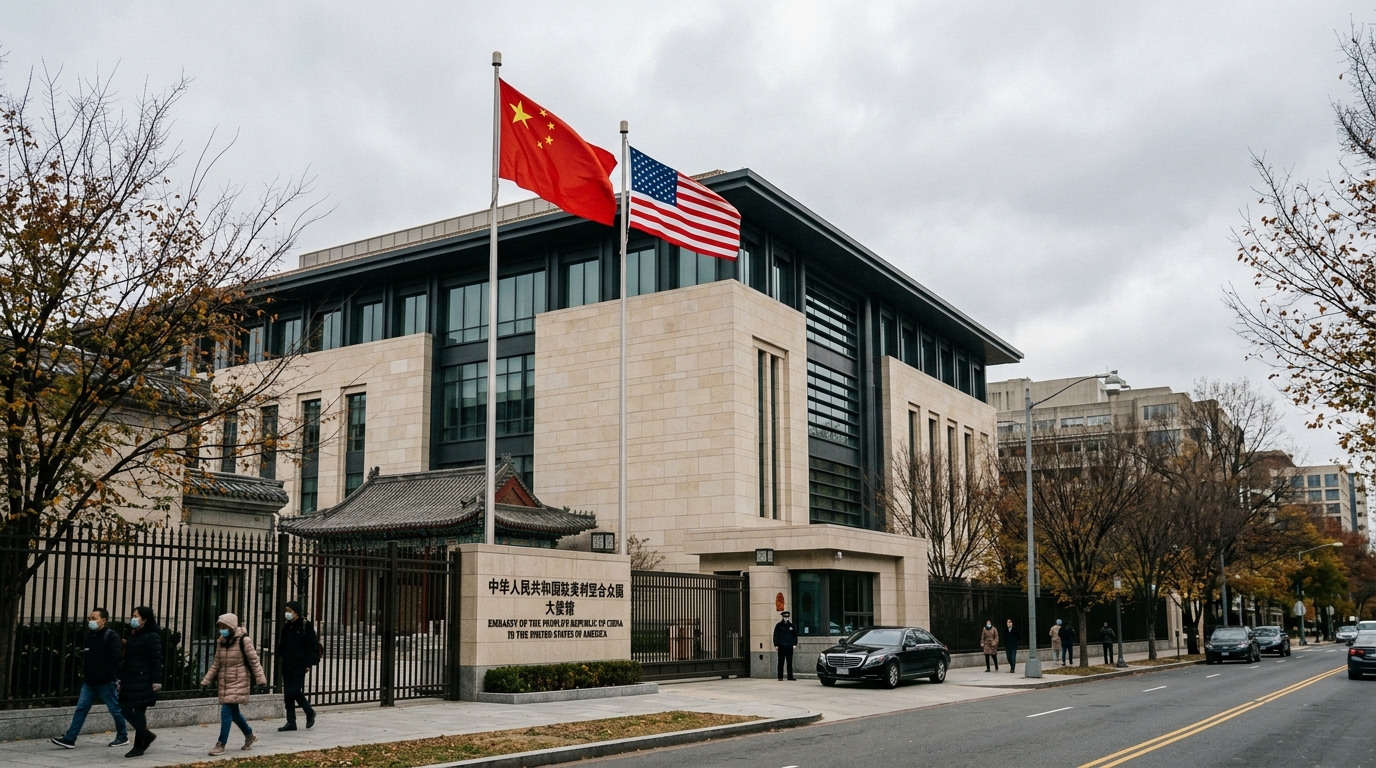 Façade de l'ambassade de Chine à Washington
