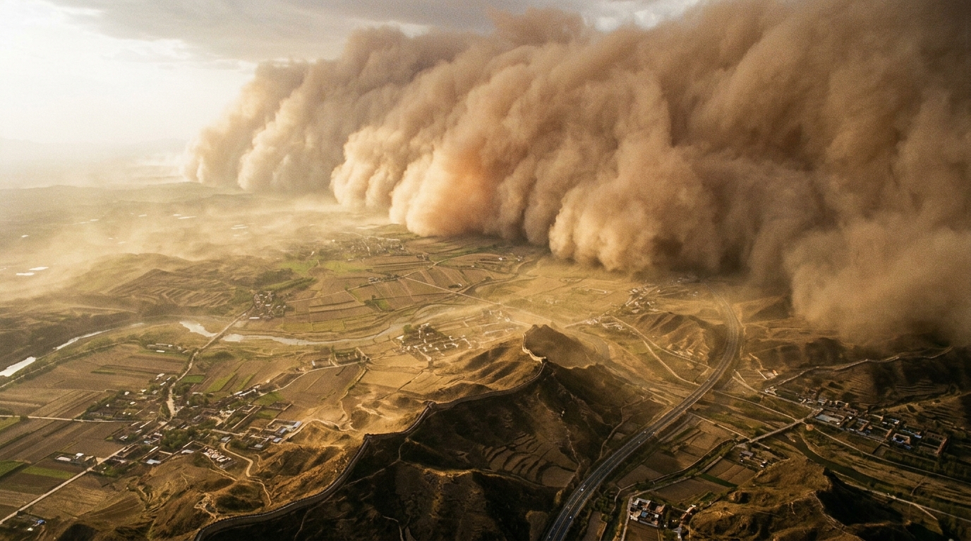 Front de poussière au nord de la Chine