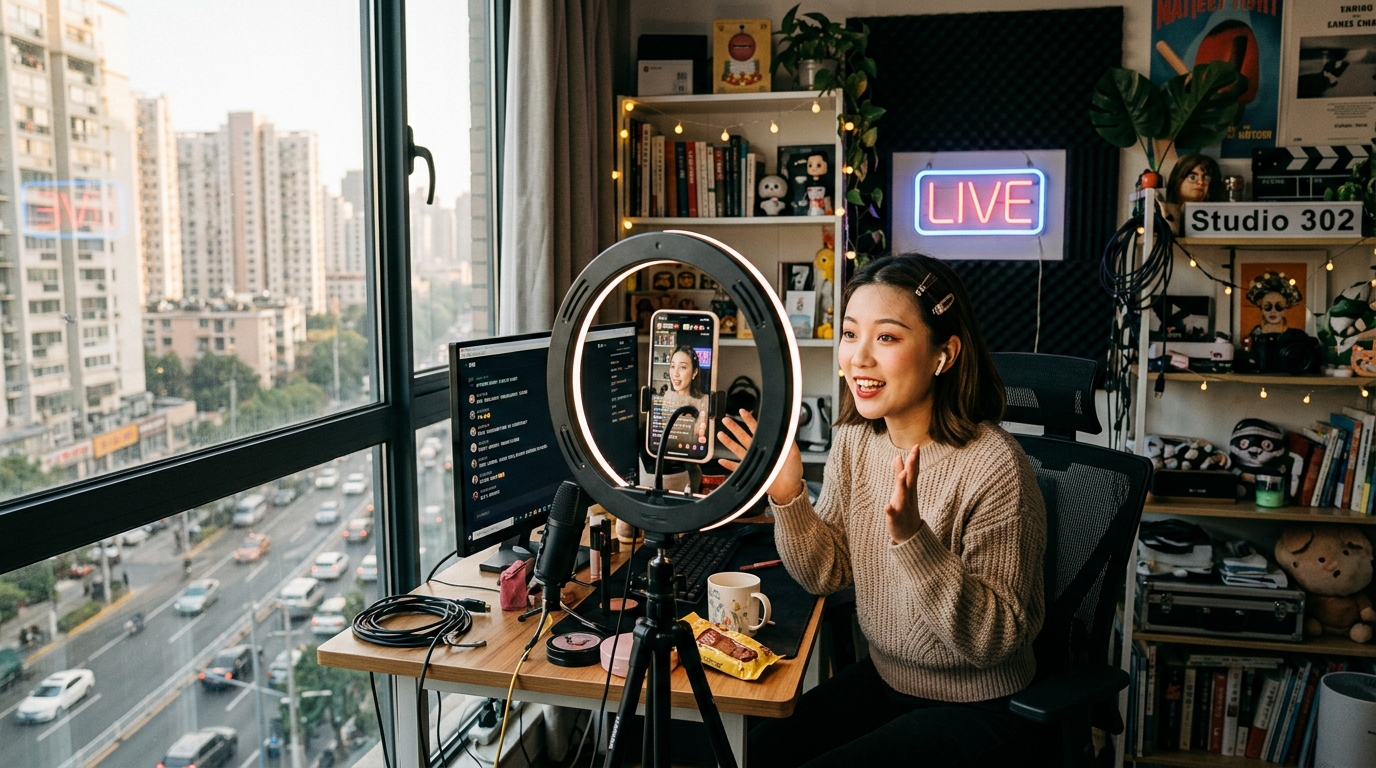 Influenceur chinois en session de livestreaming