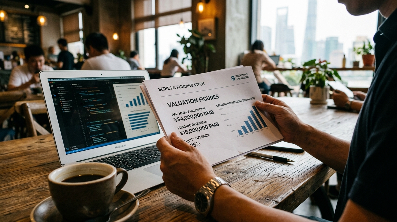 Mains d'entrepreneur avec un pitch deck