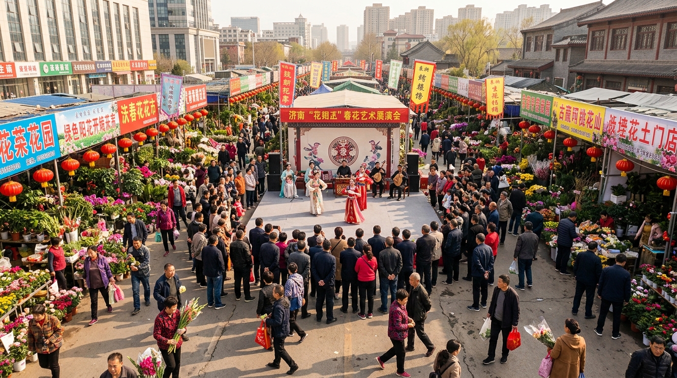 Marché de printemps à Jinan avec spectacles