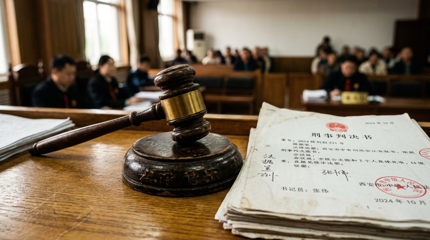 Marteau de juge et documents juridiques en chinois