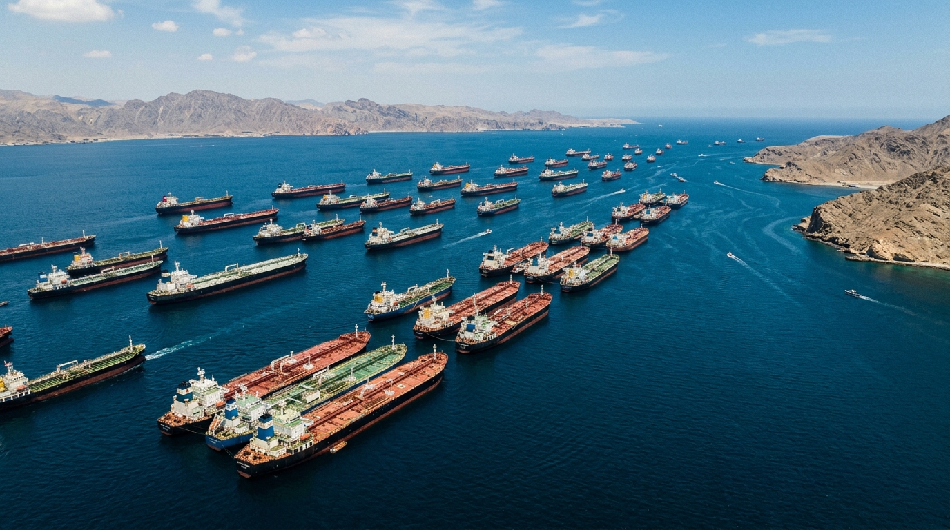 Pétroliers près du détroit d'Ormuz vus du ciel