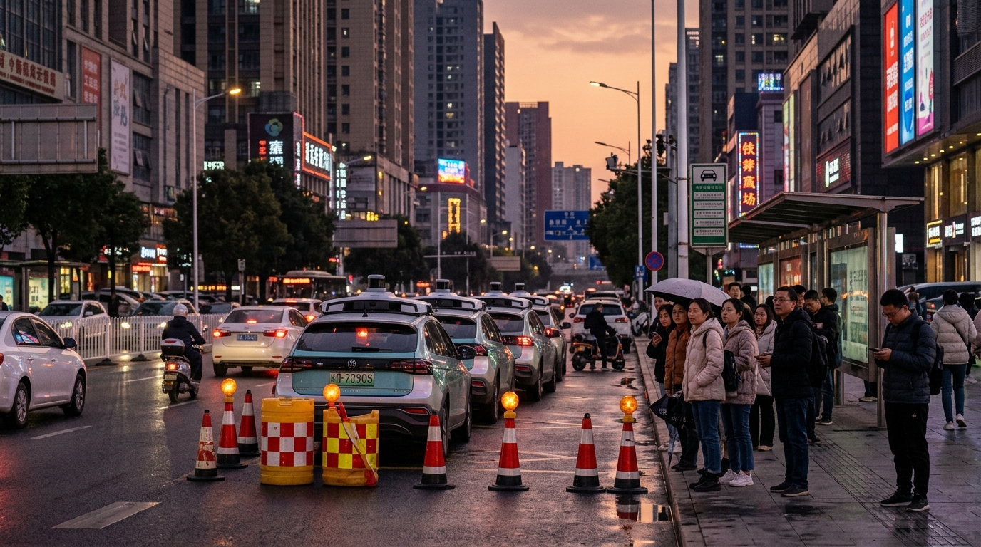 Robotaxis arrêtés en pleine voie à Wuhan