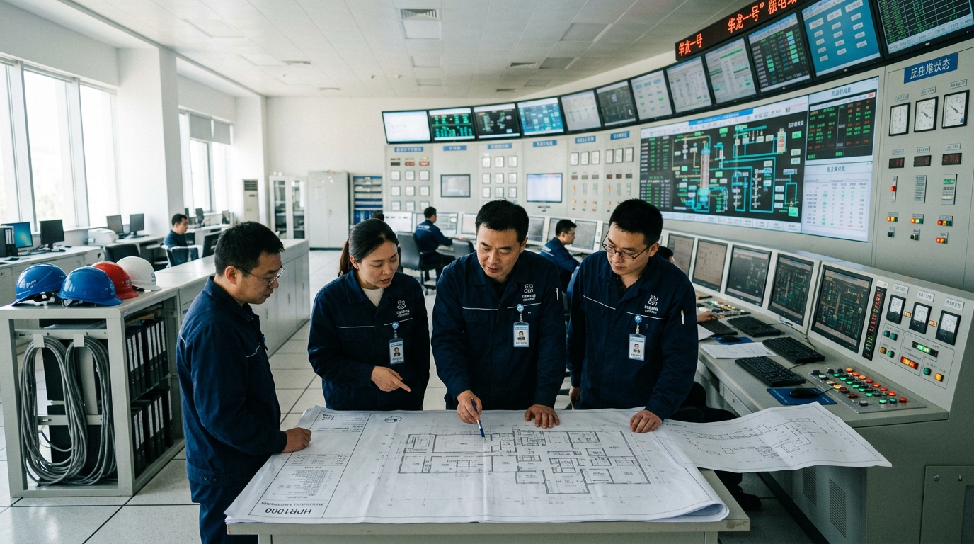 Salle de contrôle avec ingénieurs en Chine