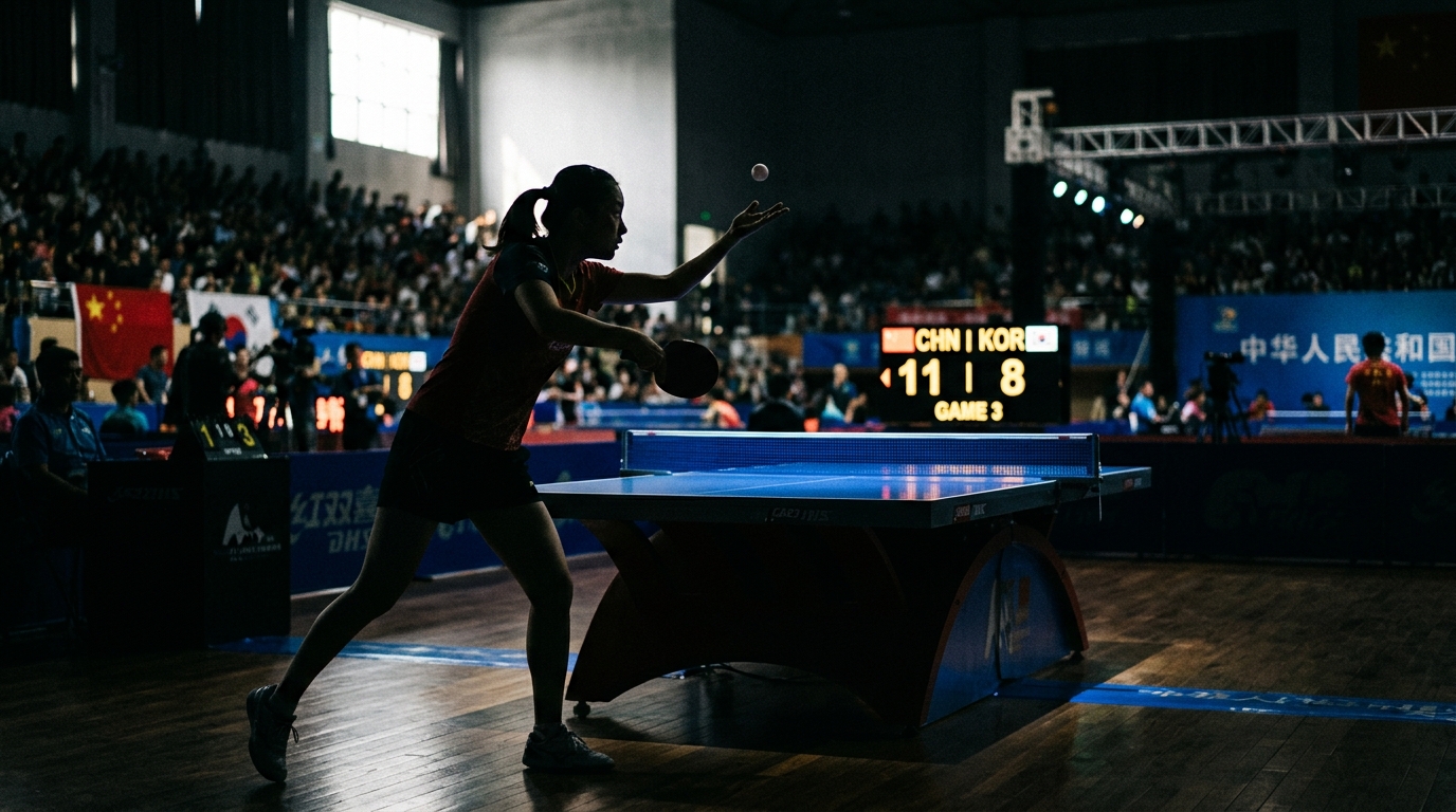 Silhouette d'un joueur au service avec tableau d'affichage