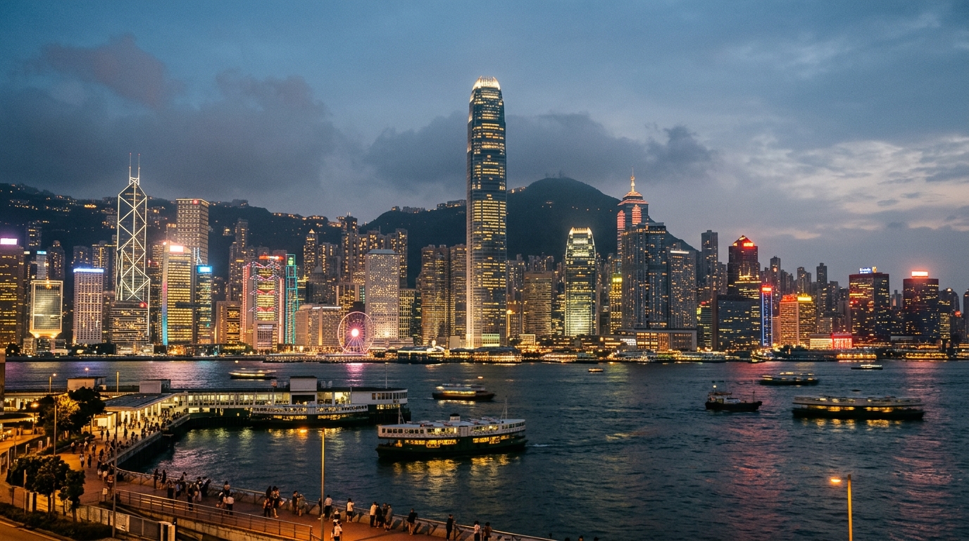 Skyline de Hong Kong au crépuscule