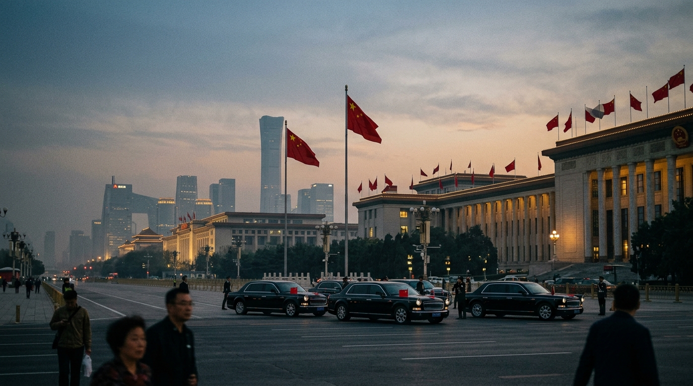 Skyline de Pékin près d’un quartier gouvernemental