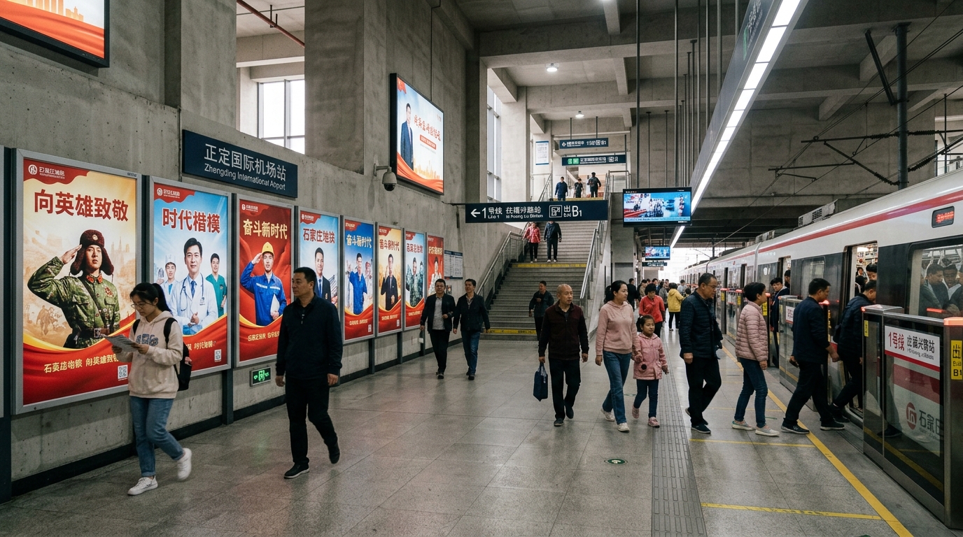 Shijiazhuang : une station de métro à thème rend hommage aux héros et attire les visiteurs