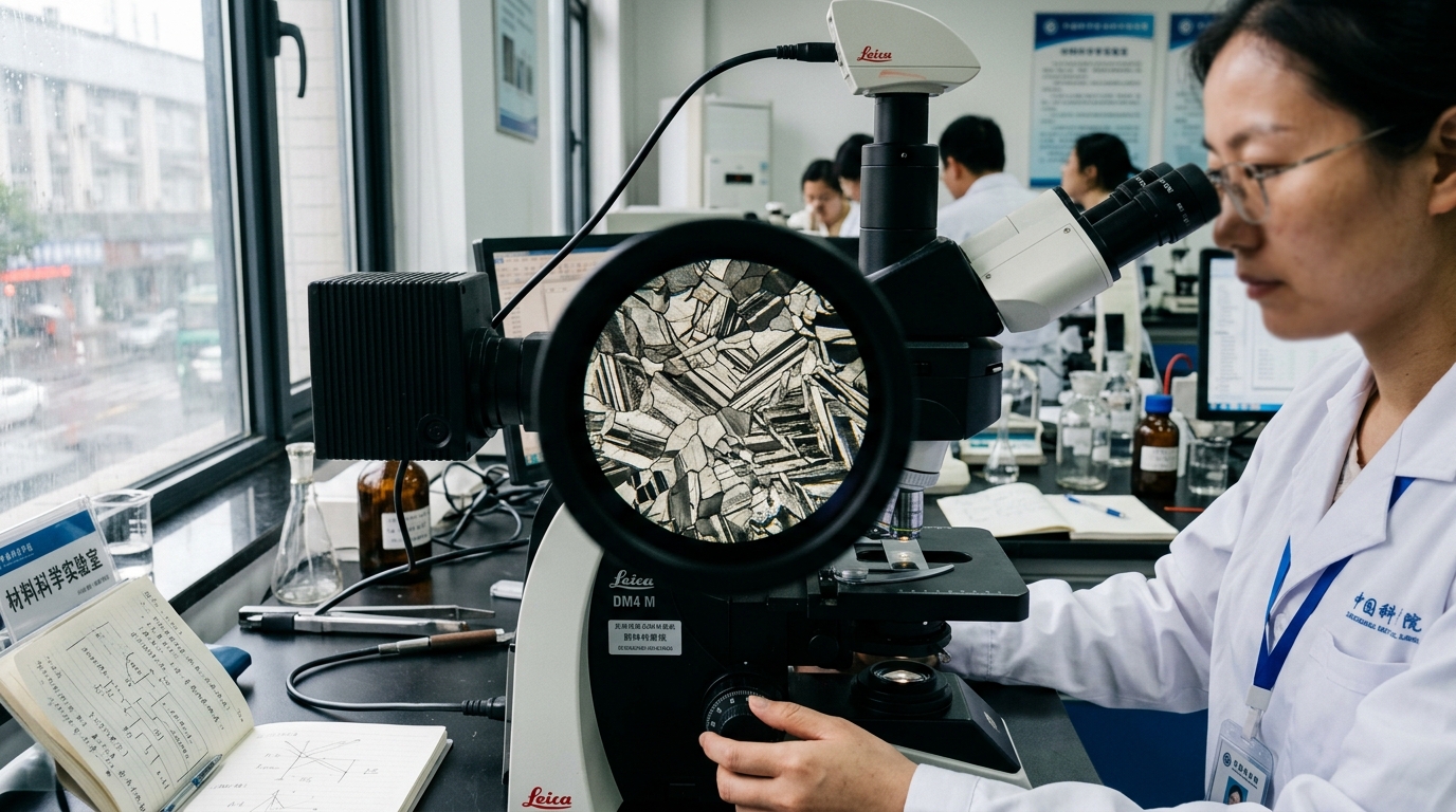 Structure métallique fer-nickel observée au microscope