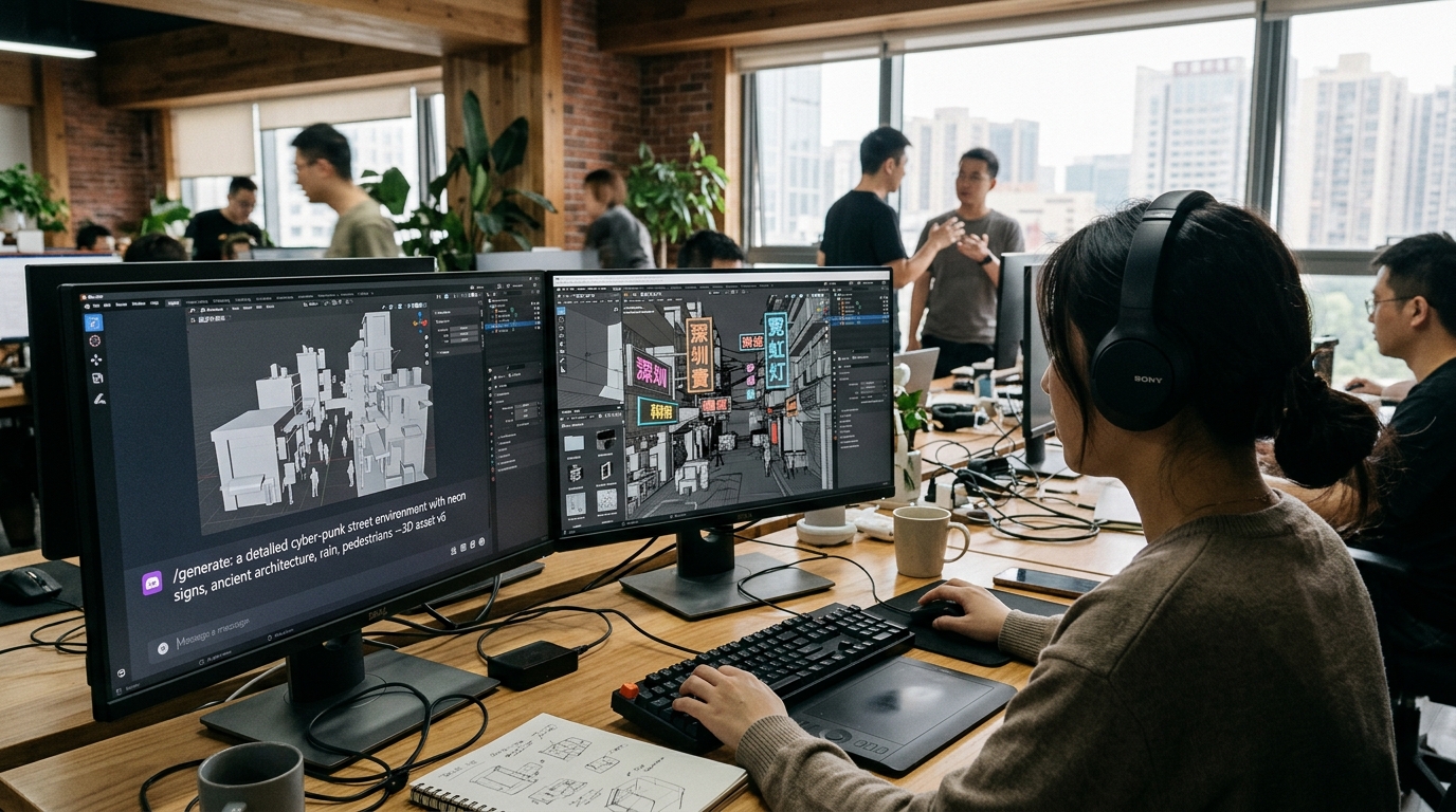 Studio de création générant des actifs 3D à partir de texte