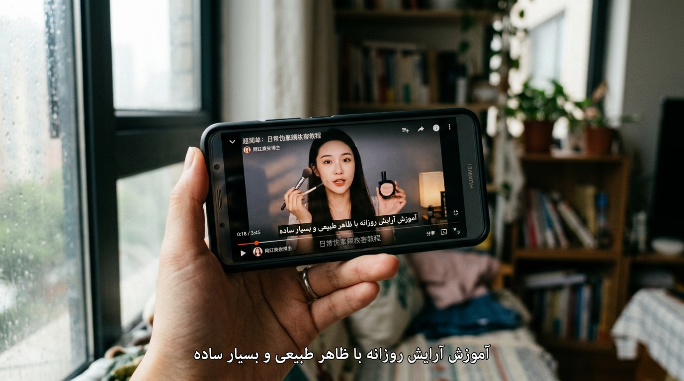 Tutoriel viral sur smartphone avec sous-titres persans