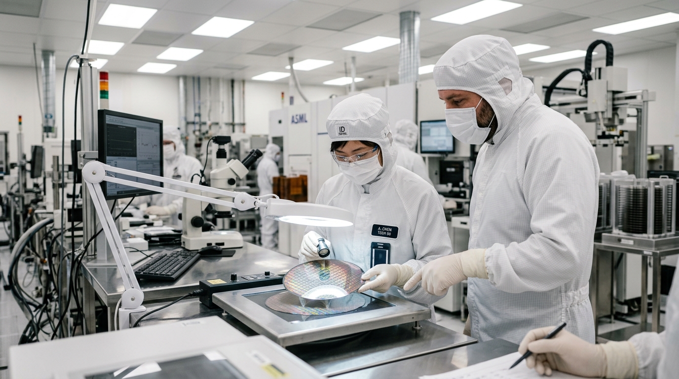 Wafers de memoire inspectes en salle blanche