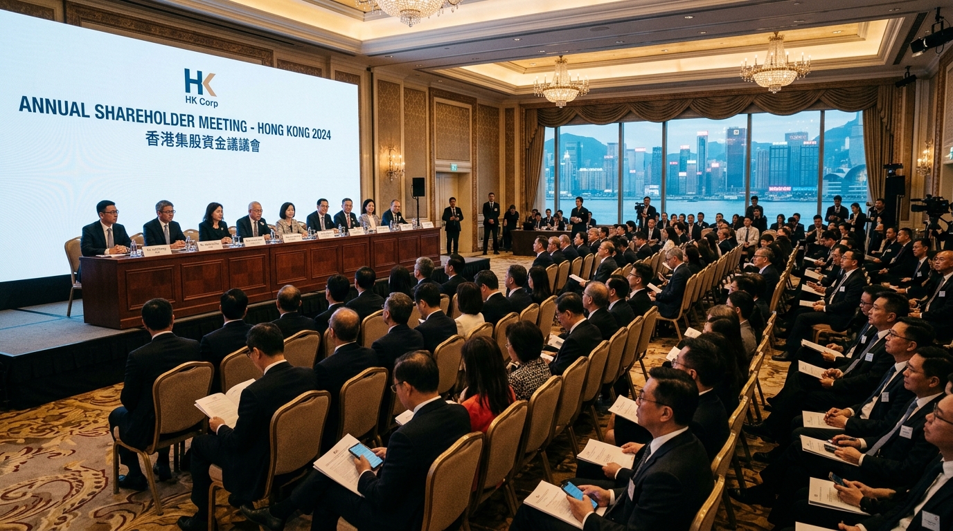 Assemblée générale d'actionnaires dans un hôtel de Hong Kong