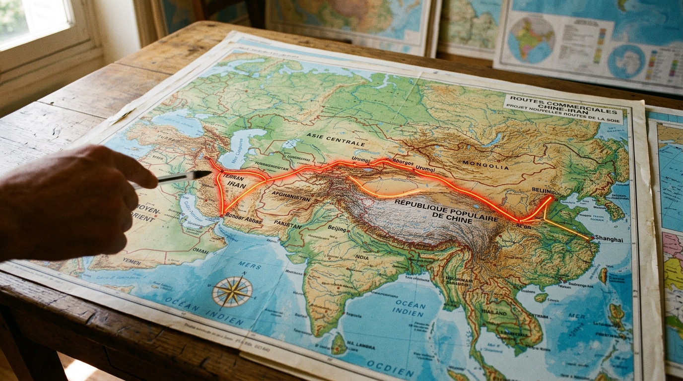 Carte des relations commerciales entre la Chine et l'Iran