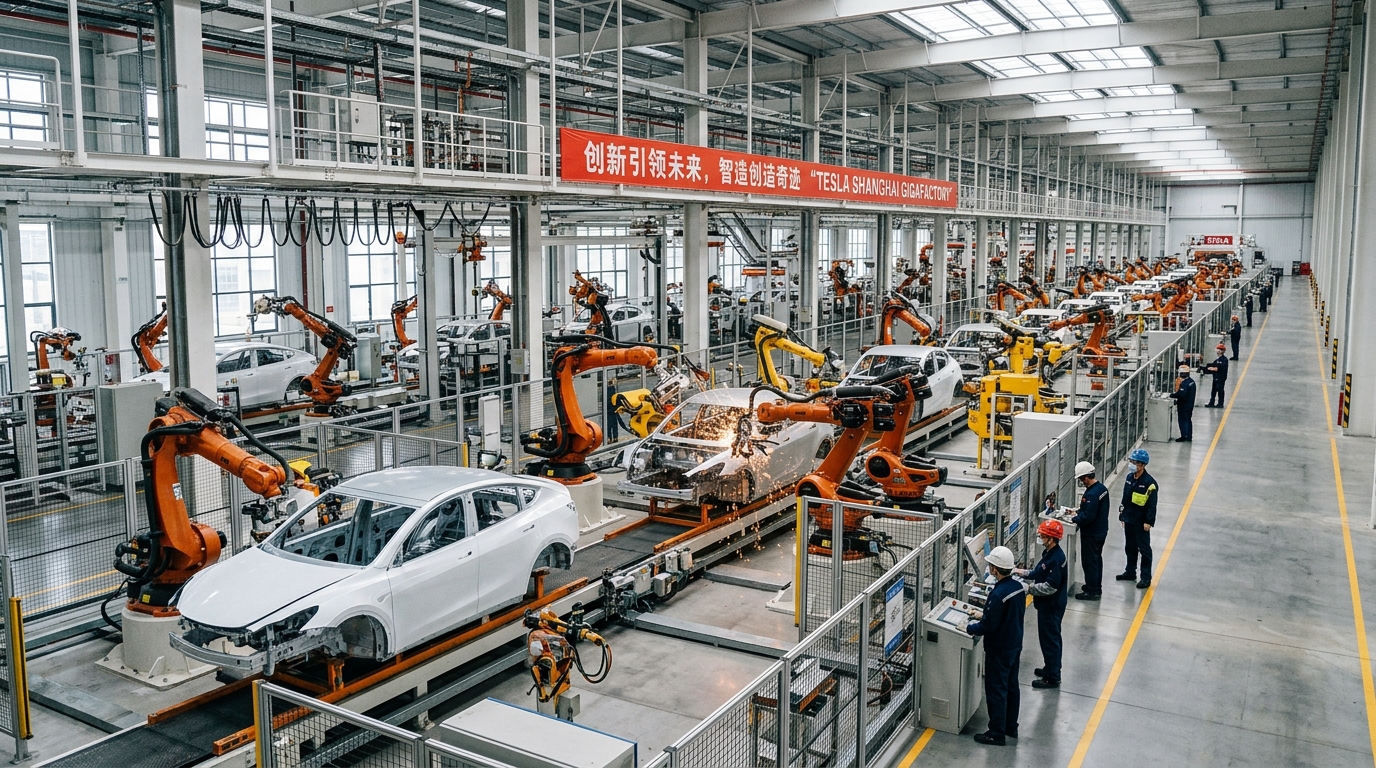 Chaîne de montage de voitures électriques dans une usine chinoise
