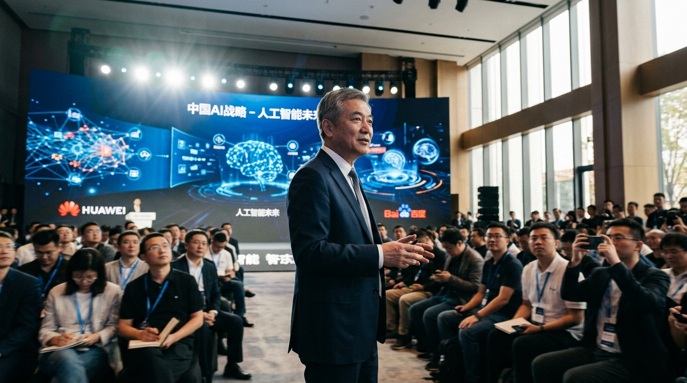 Dirigeant Alibaba présentant la stratégie IA