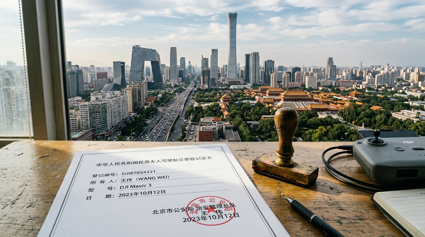Document d'enregistrement de drone à Pékin