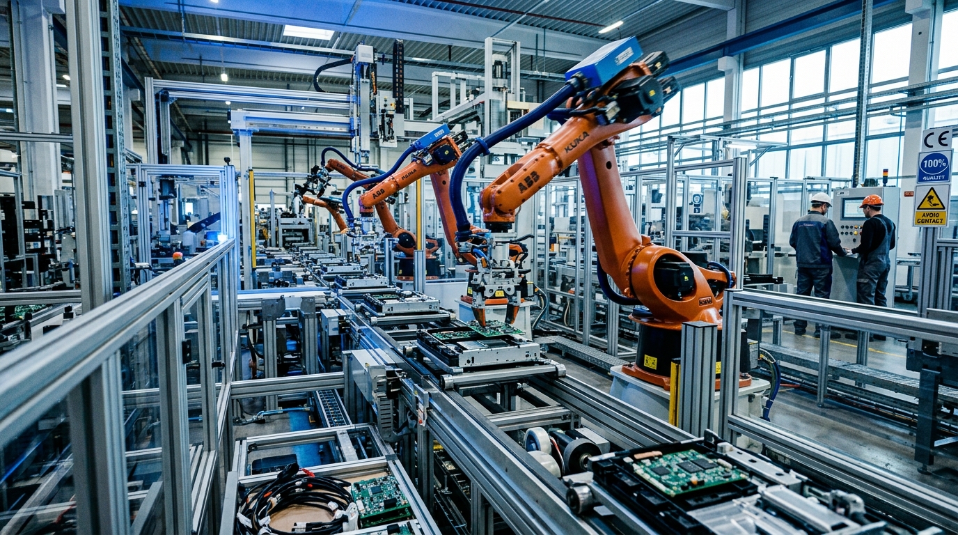 Ligne de production industrielle automatisée en Europe