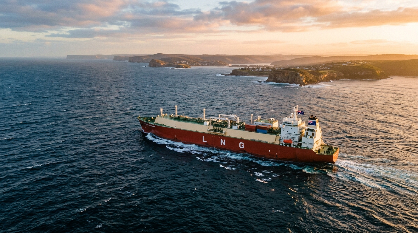 Méthanier transportant du gaz naturel liquéfié en mer Pacifique
