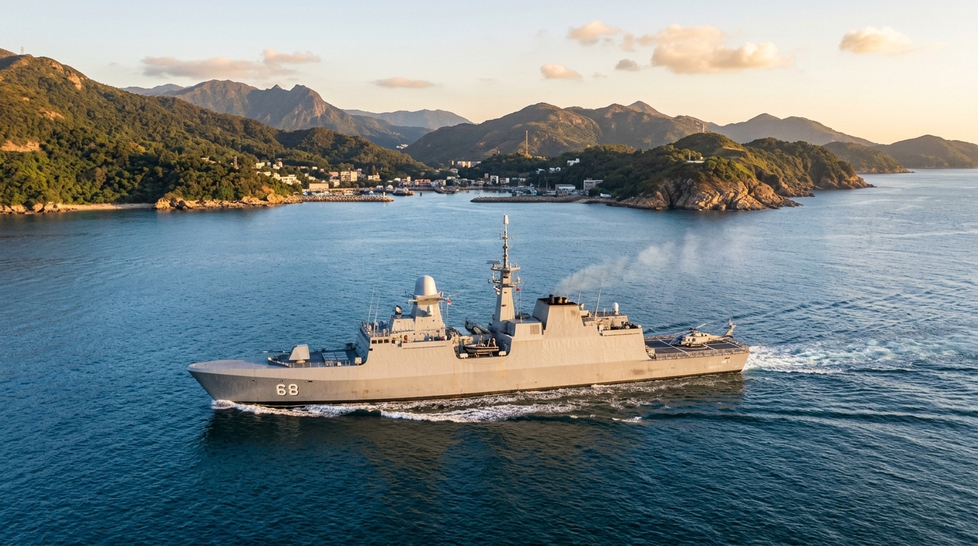 Navire militaire en mer en Asie-Pacifique