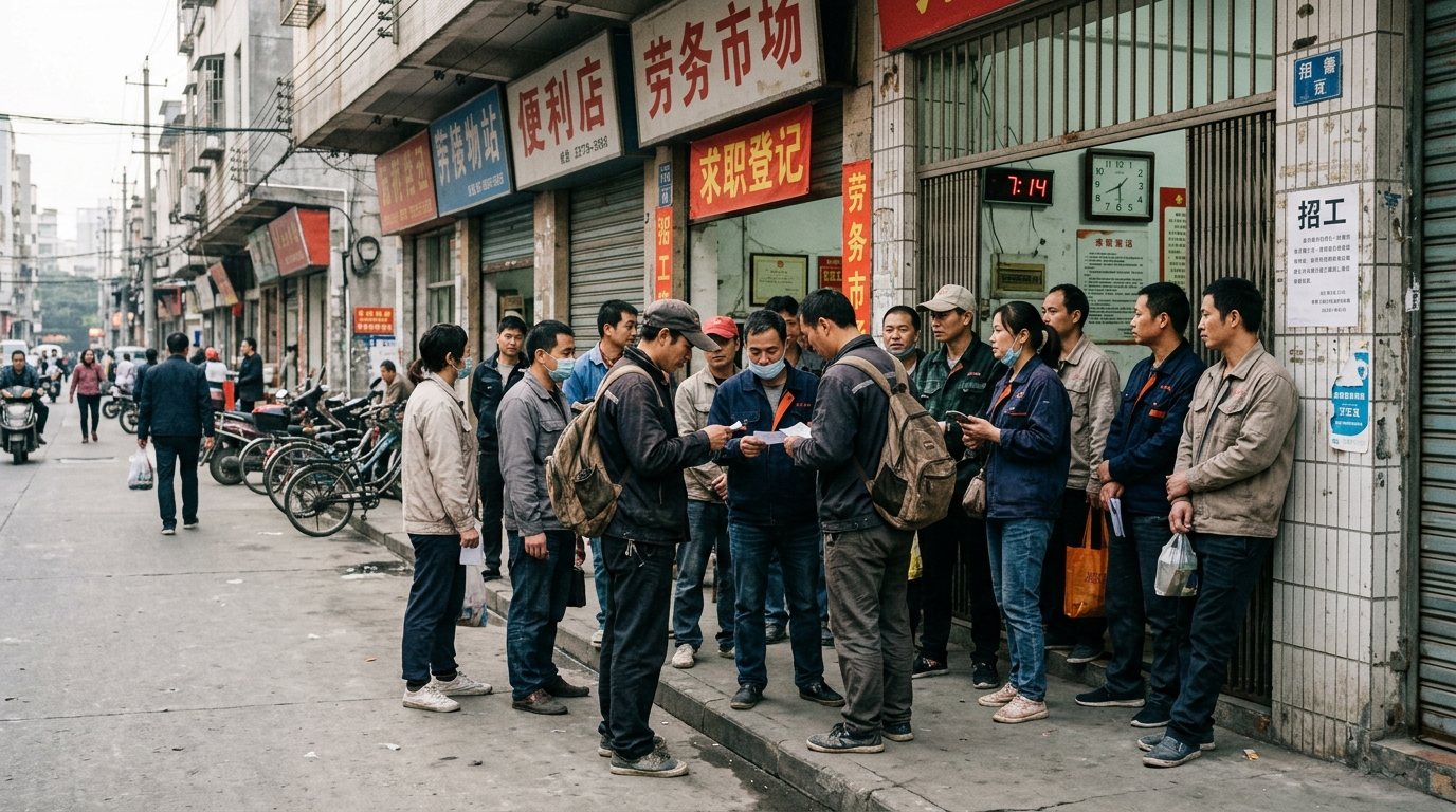 Ouvriers à Foshan en quête de missions temporaires