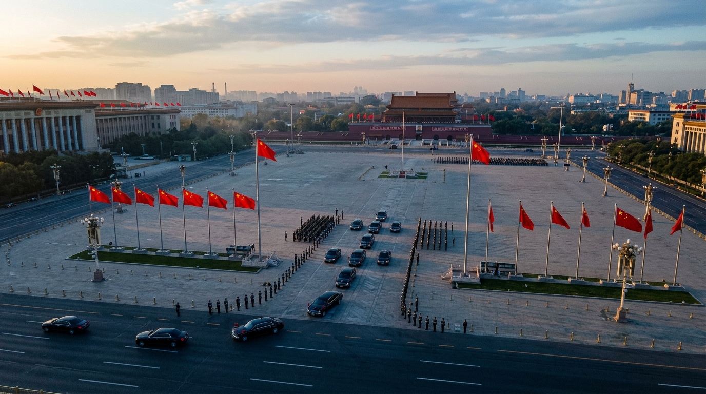 Place Tian'anmen à Pékin lors d'une cérémonie d'État