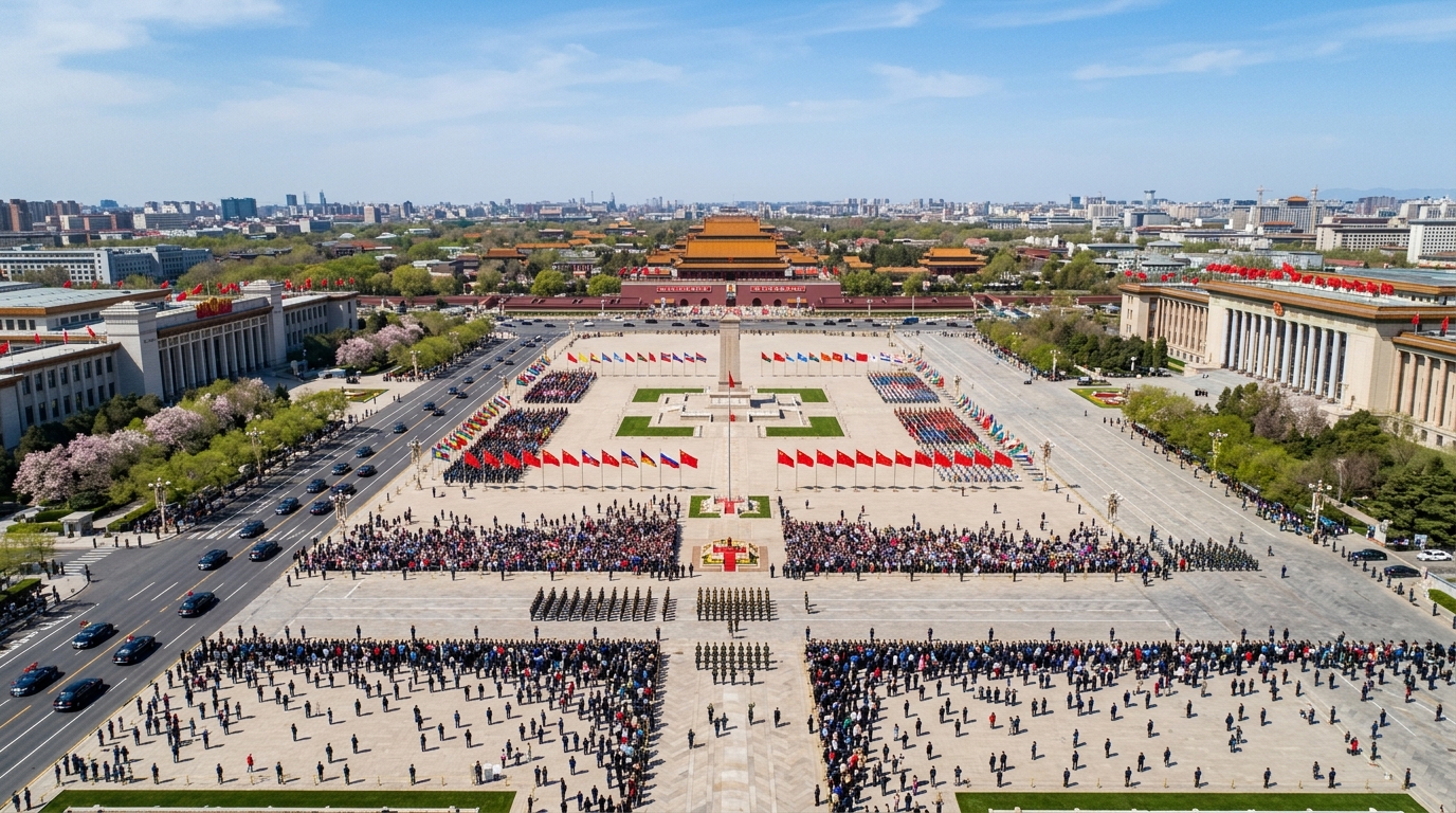 Place Tiananmen à Pékin lors d'une cérémonie d'État officielle