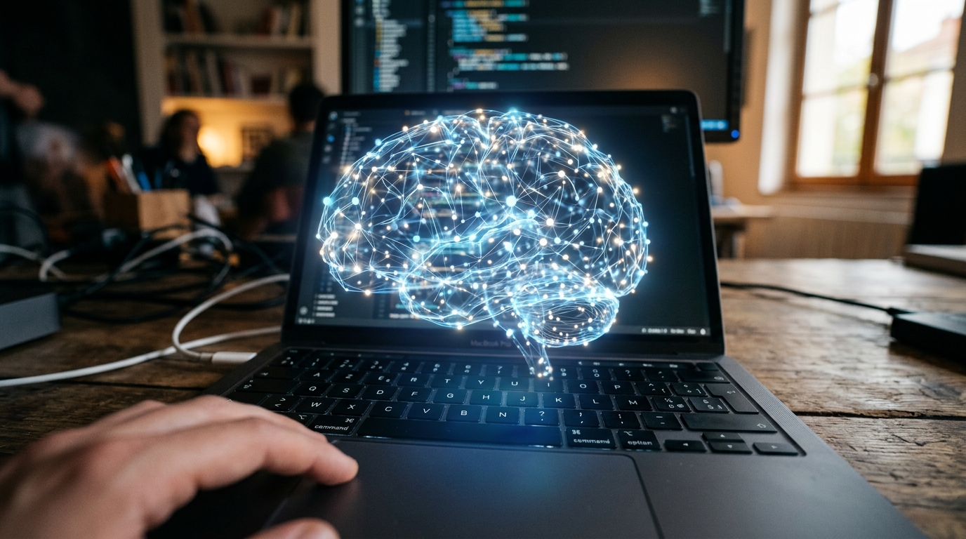 Réseau neuronal holographique représentant un modèle IA