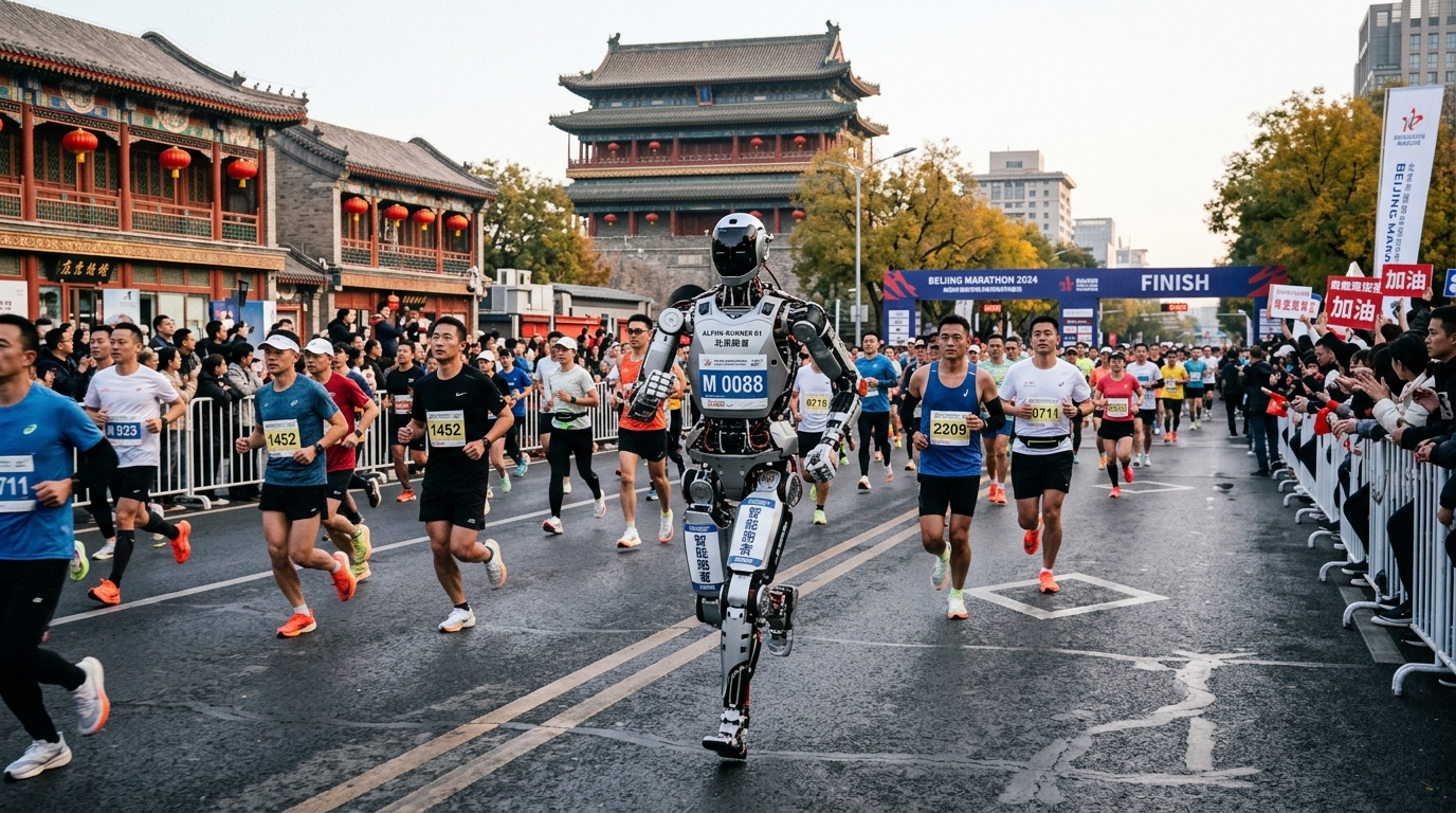 Des robots courent un semi-marathon à Pékin : la course qui illustre l&rsquo;avance de la Chine en robotique