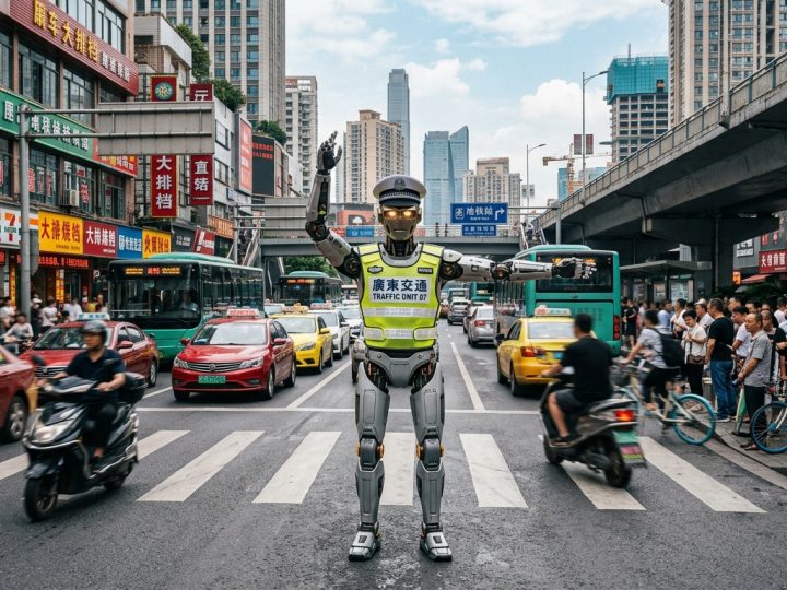 À Hangzhou, des robots humanoïdes remplacent les agents de circulation aux carrefours