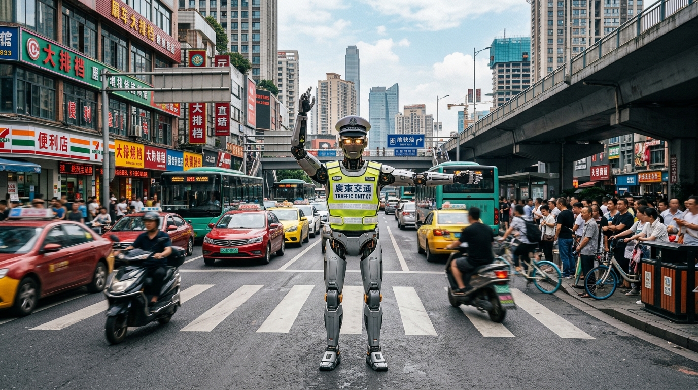 À Hangzhou, des robots humanoïdes remplacent les agents de circulation aux carrefours