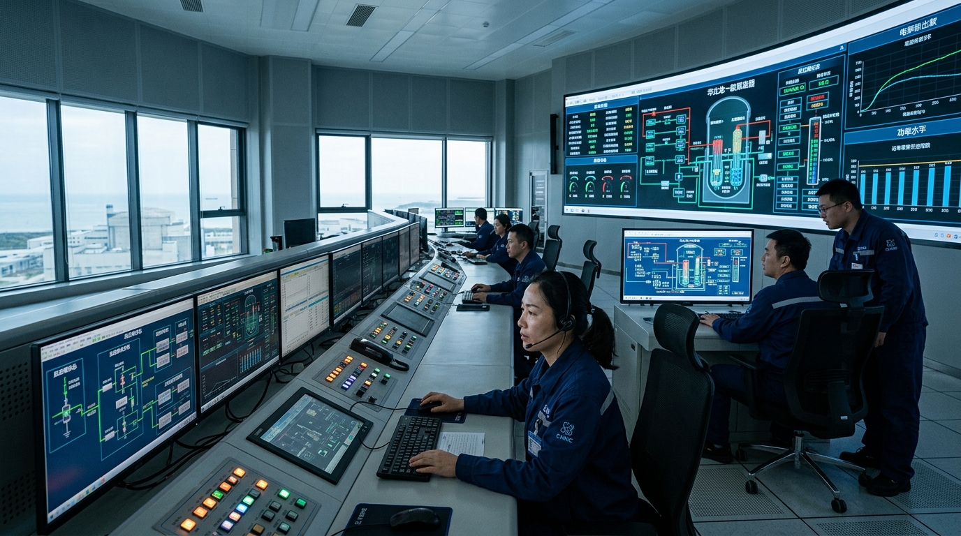 Salle de contrôle d'une centrale en Chine